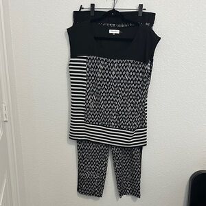 Calvin Klein Black and White 2 piece Sleveless Top and Pant set